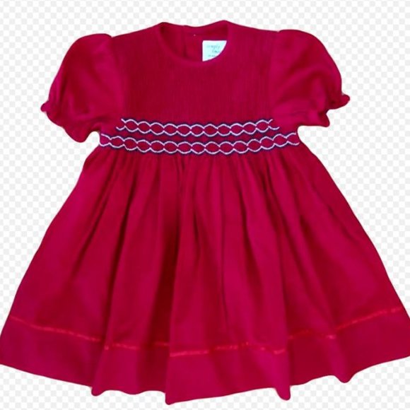 SMOCKED VELVET DRESS - NEW - SIZE 12M - Picture 1 of 1